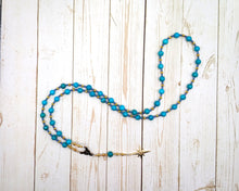 Seshet (Seshat) Prayer Bead Necklace in Stabilized Turquoise: Egyptian Goddess of Writing, Wisdom and Knowledge (Copy)