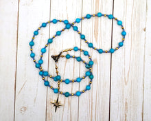 Seshet (Seshat) Prayer Bead Necklace in Stabilized Turquoise: Egyptian Goddess of Writing, Wisdom and Knowledge (Copy)