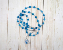 Tayet Prayer Bead Necklace in Blue Jade: Egyptian Goddess of Weaving and Fiber Arts, Goddess of Funerals
