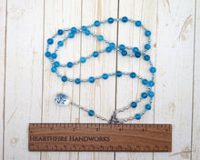 Tayet Prayer Bead Necklace in Blue Jade: Egyptian Goddess of Weaving and Fiber Arts, Goddess of Funerals