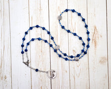 Aegir Prayer Bead Necklace in Dark Blue Cracked Agate: Norse God of the Sea, Brewing, and Hospitality