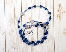 Aegir Prayer Bead Necklace in Dark Blue Cracked Agate: Norse God of the Sea, Brewing, and Hospitality
