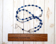 Aegir Prayer Bead Necklace in Dark Blue Cracked Agate: Norse God of the Sea, Brewing, and Hospitality