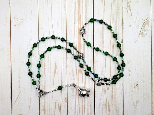 Eir Prayer Bead Necklace in Green Agate: Norse Goddess of Healing, Companion of the Goddess Frigg