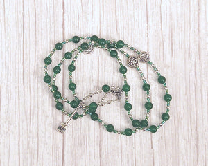 Gefjon Prayer Bead Necklace in Green Agate: Norse Goddess of Abundance and Agriculture, Protector of Young Women, Companion of Frigga