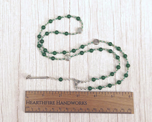 Gefjon Prayer Bead Necklace in Green Agate: Norse Goddess of Abundance and Agriculture, Protector of Young Women, Companion of Frigga