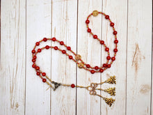 Gullveig Prayer Bead Necklace in Red Mashan Jade: Norse Goddess, Sorceress and Mistress of Seiðr