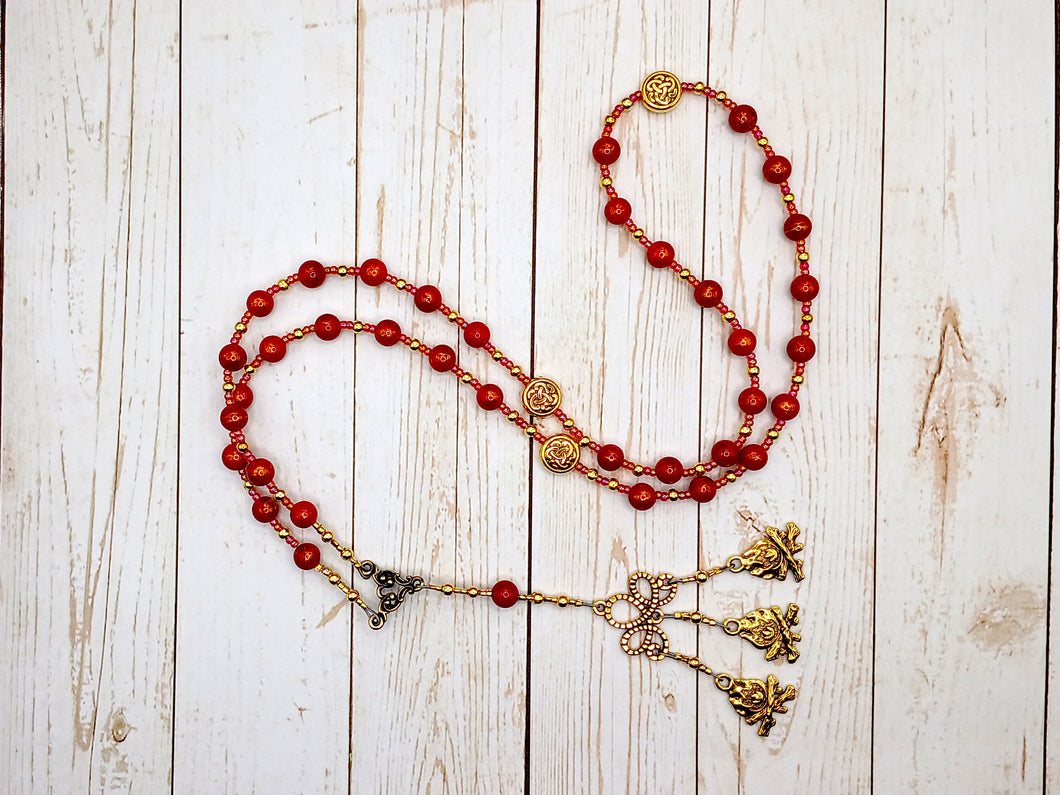 Gullveig Prayer Bead Necklace in Red Mashan Jade: Norse Goddess, Sorceress and Mistress of Seiðr