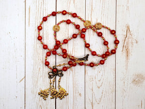 Gullveig Prayer Bead Necklace in Red Mashan Jade: Norse Goddess, Sorceress and Mistress of Seiðr