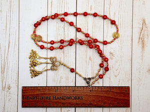 Gullveig Prayer Bead Necklace in Red Mashan Jade: Norse Goddess, Sorceress and Mistress of Seiðr