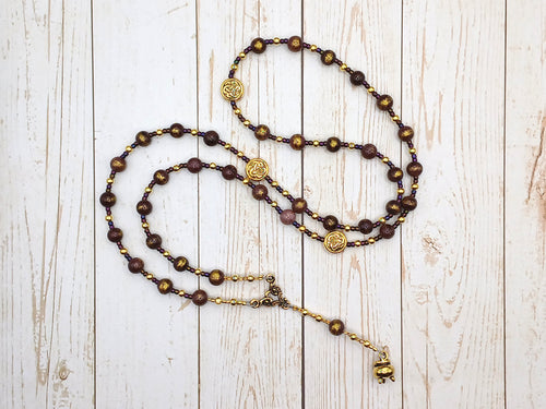 Gunnlod Prayer Bead Necklace in Purple Mashan Jade: Norse Giantess, Guardian of the Mead of Poetry