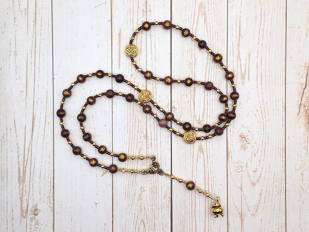 Gunnlod Prayer Bead Necklace in Purple Mashan Jade: Norse Giantess, Guardian of the Mead of Poetry