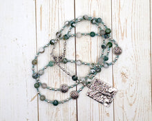 Prayer Bead Necklace for the Norns in Tree Agate: Norse Goddesses of Fate, Guardians of the World Tree