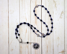 Odin Prayer Bead Necklace in Blue Tiger Eye: Norse God of Battle, Magic, Runes, Wisdom