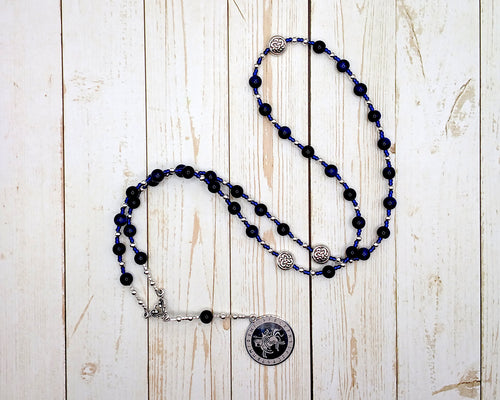 Odin Prayer Bead Necklace in Blue Tiger Eye: Norse God of Battle, Magic, Runes, Wisdom