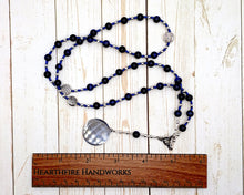 Odin Prayer Bead Necklace in Blue Tiger Eye: Norse God of Battle, Magic, Runes, Wisdom