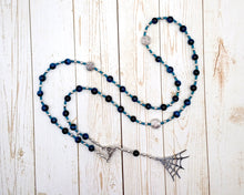 Ran Prayer Bead Necklace in Aqua Blue Tiger Eye with Net: Norse Goddess of the Sea