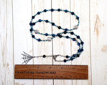 Ran Prayer Bead Necklace in Aqua Blue Tiger Eye with Net: Norse Goddess of the Sea