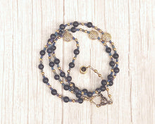 Saga Prayer Bead Necklace in Blue Goldstone: Norse Goddess of Stories and Tales, Companion of Frigga