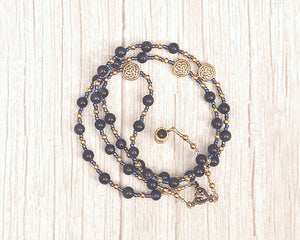 Saga Prayer Bead Necklace in Blue Goldstone: Norse Goddess of Stories and Tales, Companion of Frigga