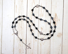 Skadhi Prayer Bead Necklace in Snowflake Obsidian: Norse Goddess of Winter and the Wilderness