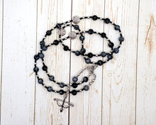 Skadhi Prayer Bead Necklace in Snowflake Obsidian: Norse Goddess of Winter and the Wilderness