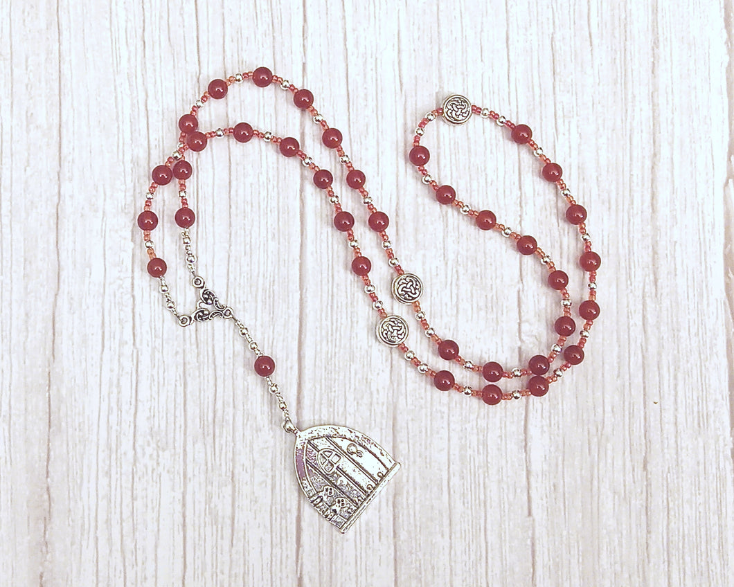 Syn Prayer Bead Necklace in Carnelian: Norse Guardian Goddess, Companion of Frigga