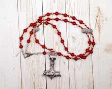 Thor Prayer Bead Necklace in Carnelian: Norse God of Thunder, Protection, Fertility