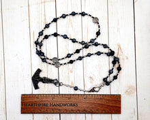 Thor Prayer Bead Necklace in Snowflake Obsidian: Norse God of Thunder, Protection, Fertility