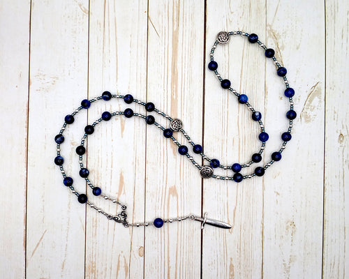 Tyr Prayer Bead Necklace in Sodalite: Norse God of Justice, Law and War