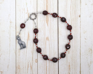 Bast (Bastet) Pocket Prayer Beads with Cat: Egyptian Goddess of Joy, Love, Music and Dance