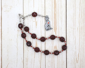Bast (Bastet) Pocket Prayer Beads with Cat: Egyptian Goddess of Joy, Love, Music and Dance