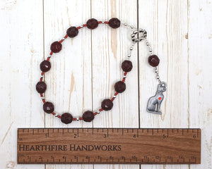 Bast (Bastet) Pocket Prayer Beads with Cat: Egyptian Goddess of Joy, Love, Music and Dance