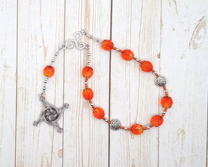 Brigid (Brighid, Brigit) Pocket Prayer Beads in Orange: Irish Celtic Goddess of Poetry, Crafts, Healing