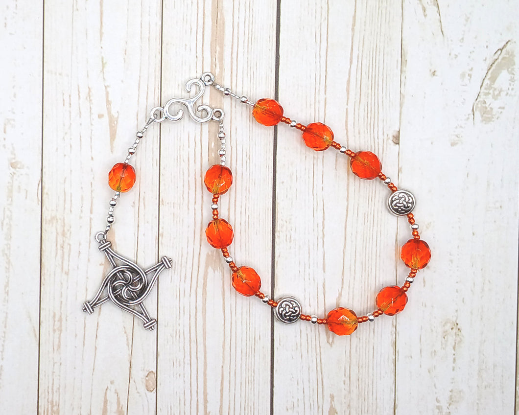 Brigid (Brighid, Brigit) Pocket Prayer Beads in Orange: Irish Celtic Goddess of Poetry, Crafts, Healing