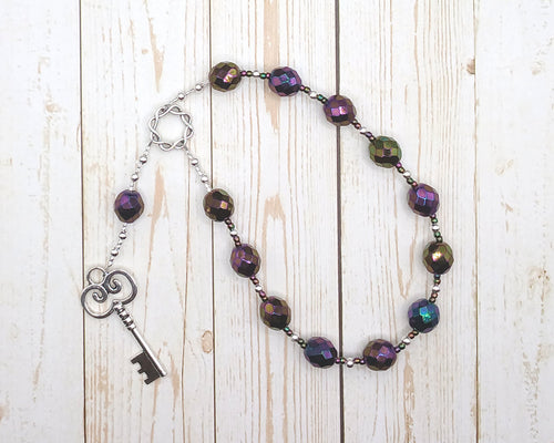 Hekate (Hecate) Pocket Prayer Beads in Purple: Greek Goddess of Magic and Witchcraft