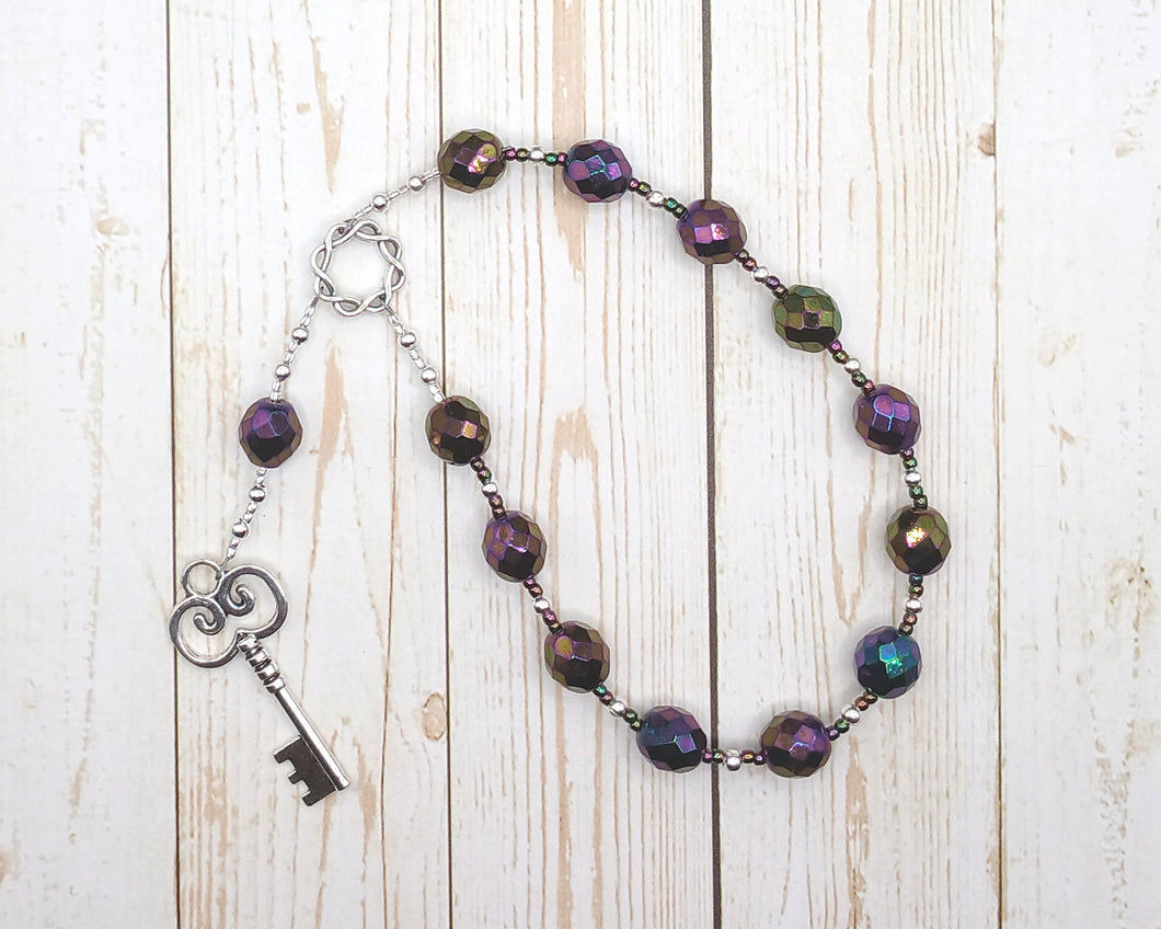 Hekate (Hecate) Pocket Prayer Beads in Purple: Greek Goddess of Magic and Witchcraft