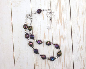 Hekate (Hecate) Pocket Prayer Beads in Purple: Greek Goddess of Magic and Witchcraft