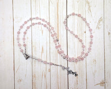 Clementia Prayer Bead Necklace in Rose Quartz: Roman Goddess of Mercy and Forgiveness
