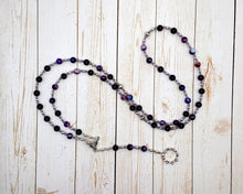 Juno Prayer Bead Necklace in Purple Stripe Agate: Roman Goddess of Marriage, Guardian of the Community, Queen of the Gods