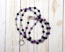 Juno Prayer Bead Necklace in Purple Stripe Agate: Roman Goddess of Marriage, Guardian of the Community, Queen of the Gods