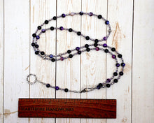 Juno Prayer Bead Necklace in Purple Stripe Agate: Roman Goddess of Marriage, Guardian of the Community, Queen of the Gods