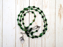 Libitina Prayer Bead Necklace in Green Tiger Eye: Roman Goddess of the Funerary Arts, Goddess of Death, Patron of Undertakers