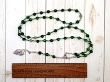 Libitina Prayer Bead Necklace in Green Tiger Eye: Roman Goddess of the Funerary Arts, Goddess of Death, Patron of Undertakers