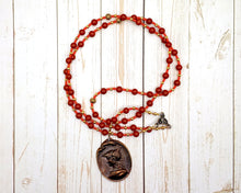 Mercury Prayer Bead Necklace in Red Jasper: Roman God of Beginnings, Endings, Gates and Doors
