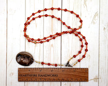 Mercury Prayer Bead Necklace in Red Jasper: Roman God of Beginnings, Endings, Gates and Doors
