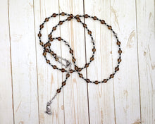 Minerva Prayer Bead Necklace in Smoky Quartz: Roman Goddess of Crafts, Wisdom, War