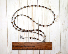 Minerva Prayer Bead Necklace in Smoky Quartz: Roman Goddess of Crafts, Wisdom, War