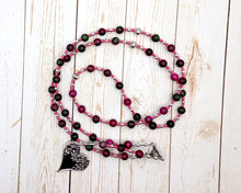 Venus Prayer Bead Necklace in Pink and Green Jade: Roman Goddess of Love, Beauty, Fertility and Gardens