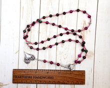Venus Prayer Bead Necklace in Pink and Green Jade: Roman Goddess of Love, Beauty, Fertility and Gardens